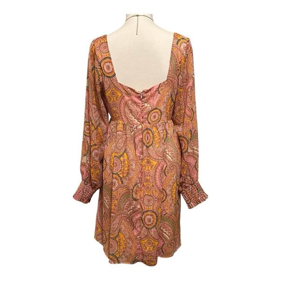 BCBGeneration Pink Paisley Sweetheart Long Sleeve Dress, Size 10, Mini - Picture 2 of 10
